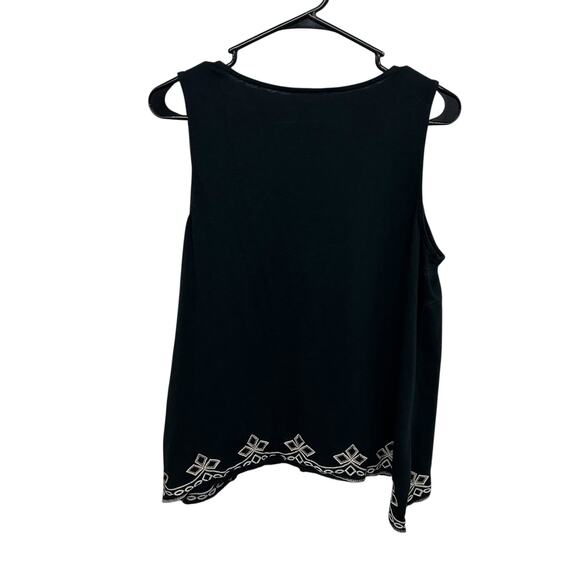 Boho Embroidered Tank J. Jill Black Sleeveless Cotton Modal Petite M - Picture 3 of 6